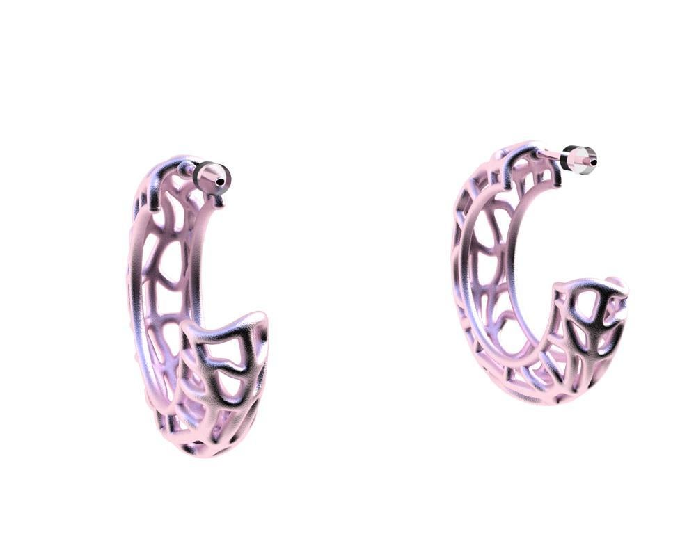 Créoles en or rose 18 carats et vermeil avec algues marines Neuf - En vente à New York, NY