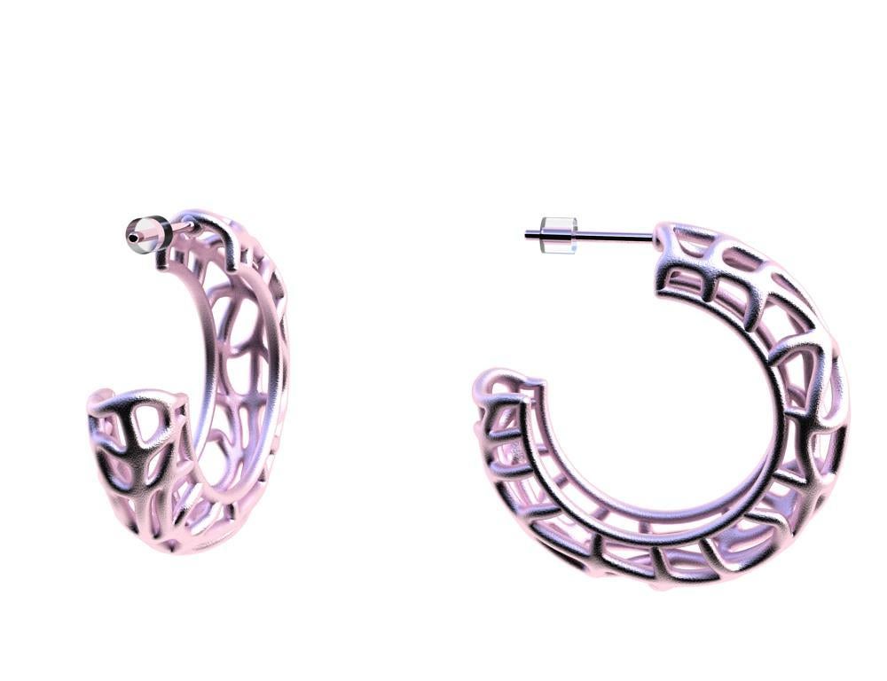 Créoles en or rose 18 carats et vermeil avec algues marines en vente 1