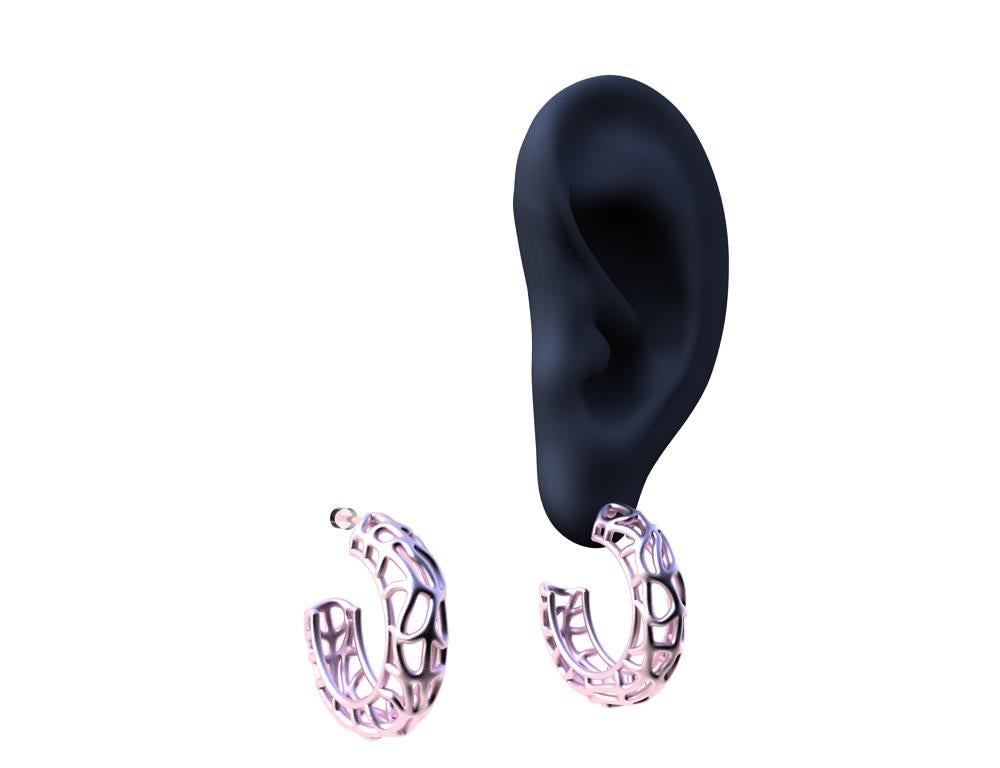 Créoles en or rose 18 carats et vermeil avec algues marines en vente 2