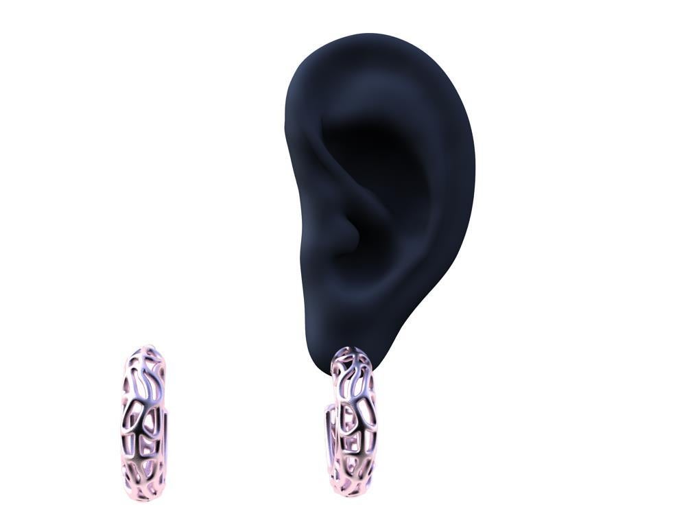18 Karat Pink Gold Vermeil Seaweed Hoop Earrings For Sale 3