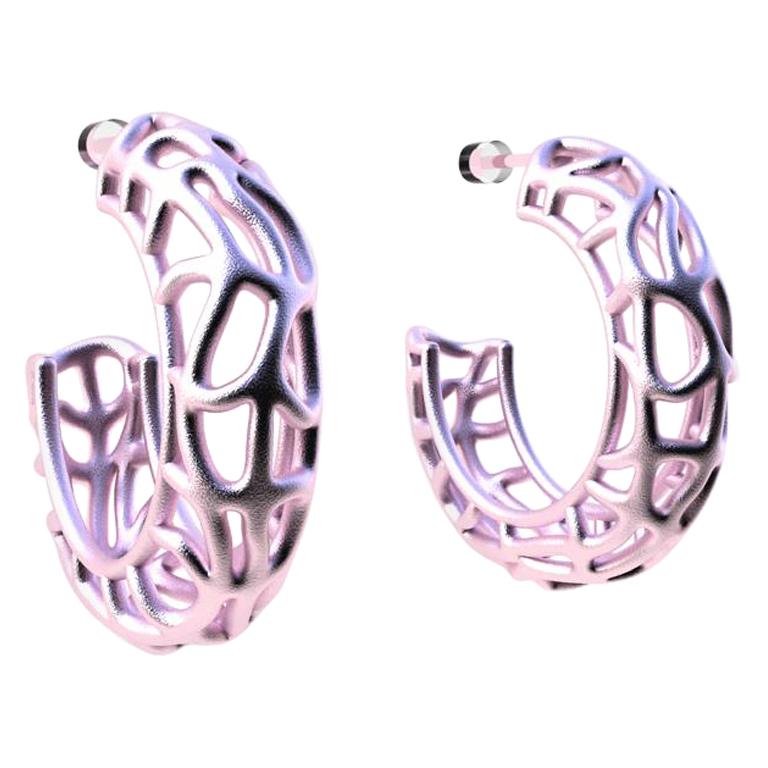 Créoles en or rose 18 carats et vermeil avec algues marines en vente