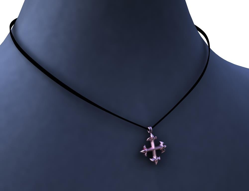 18 Karat Roségold Vermeil St. Mary's Fleur-de-Lis Anhänger Halskette für Damen oder Herren im Angebot