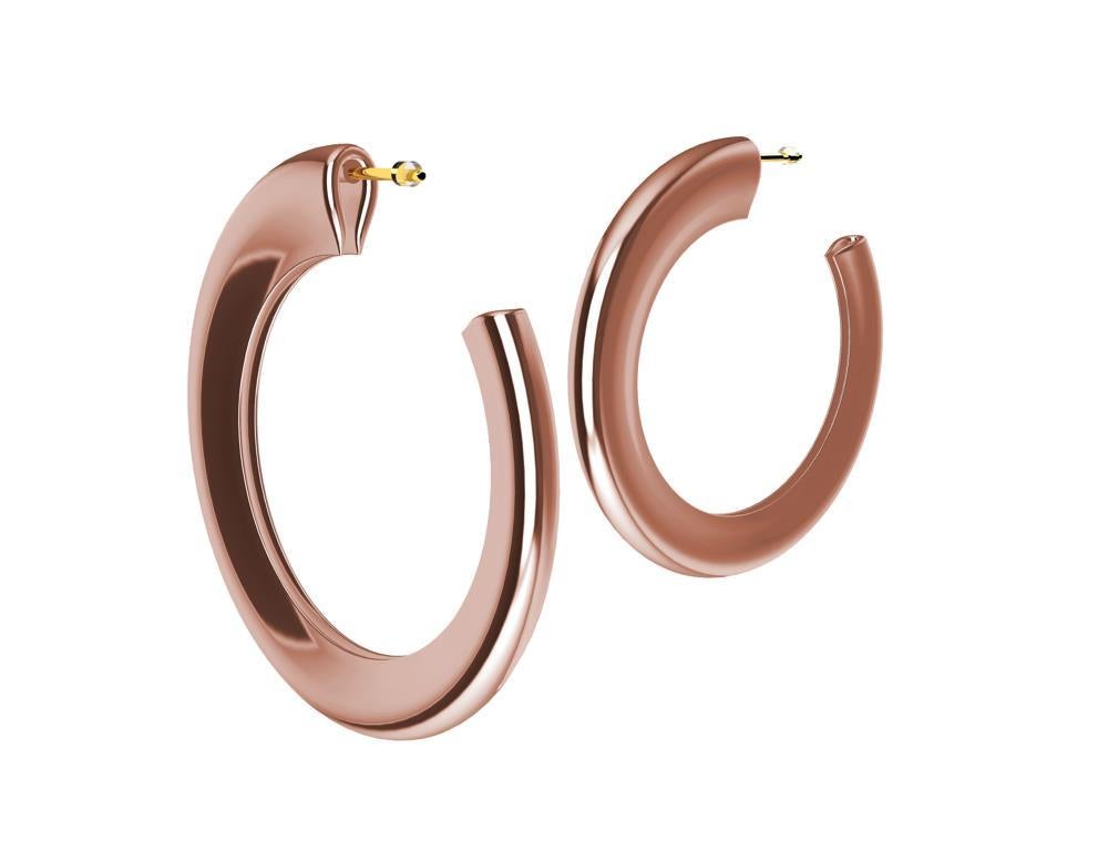 18 Karat Pink Gold Micron Plated Teardrop Hoop Earrings For Sale 3