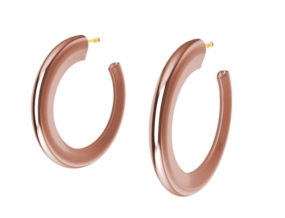 18 Karat Pink Gold Micron Plated Teardrop Hoop Earrings For Sale 1