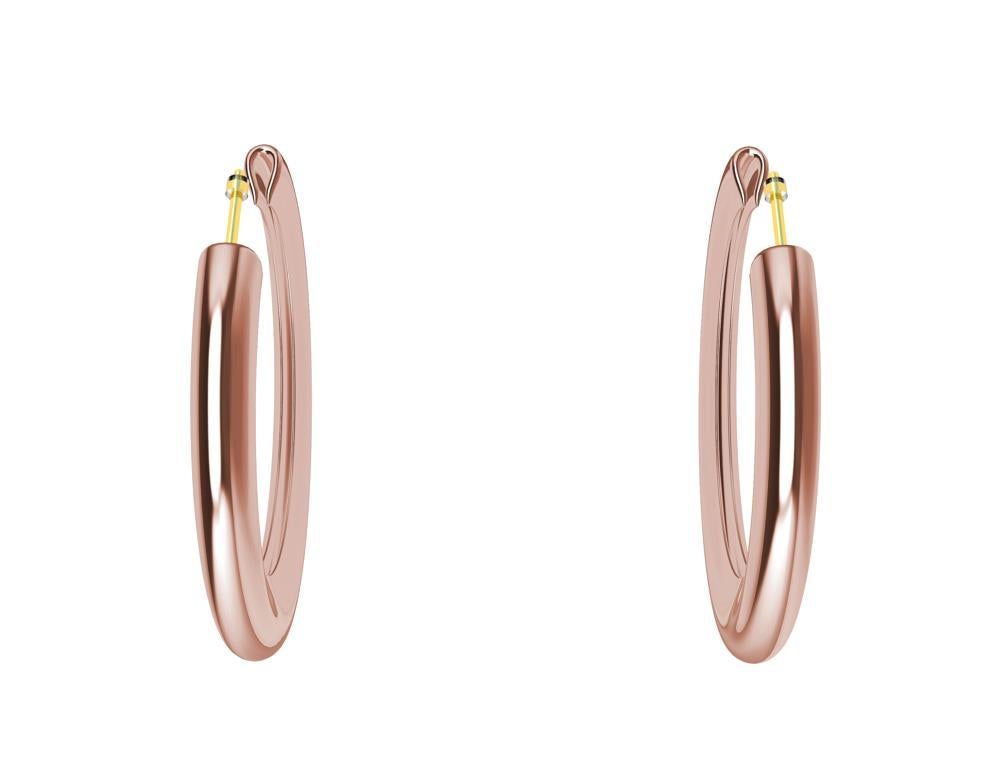 18 Karat Pink Gold Micron Plated Teardrop Hoop Earrings For Sale 2