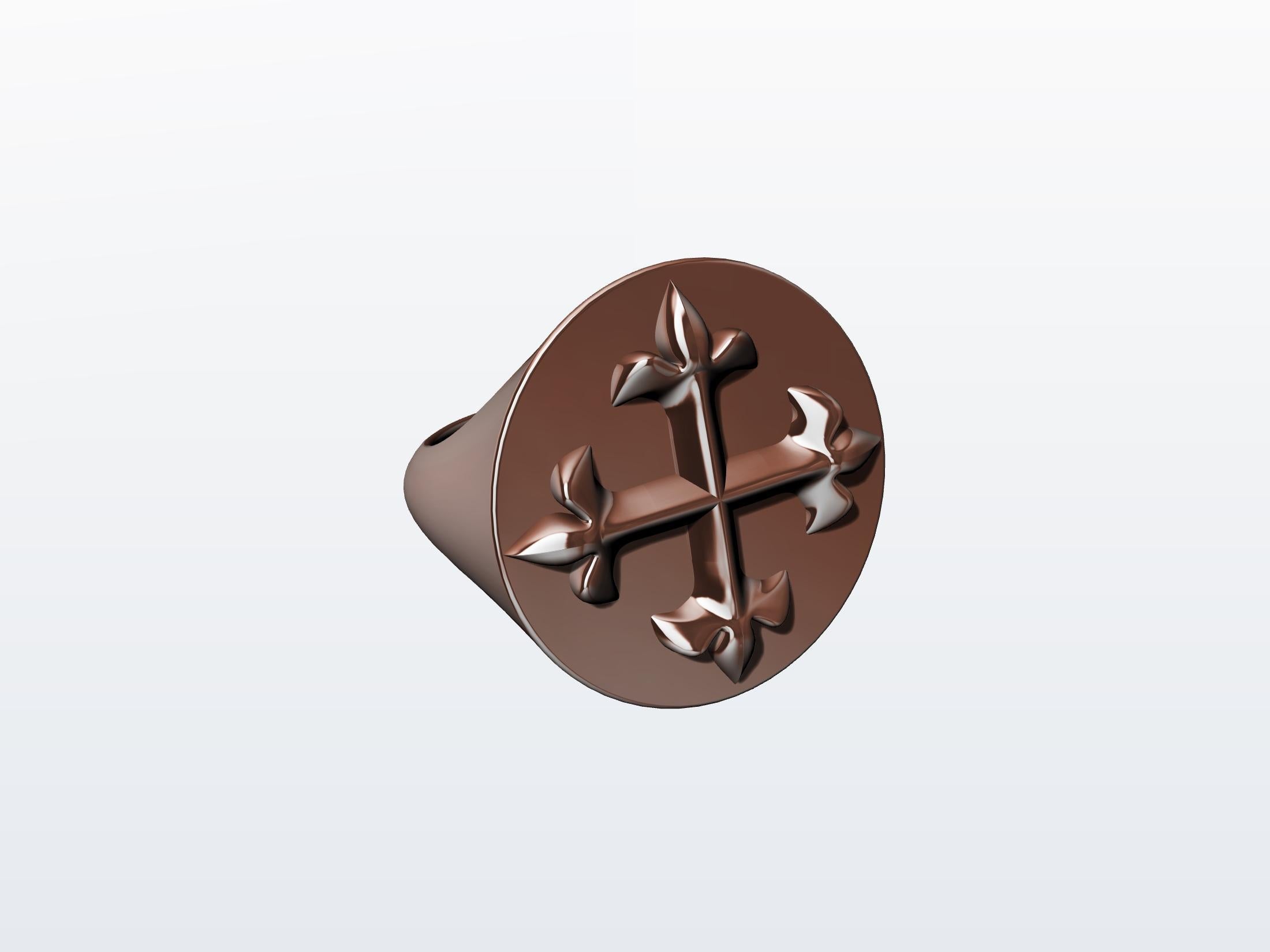 18 Karat Pink Gold Vermeil West 46 Cross Signet Ring 6
