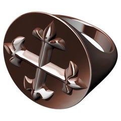 Anillo de oro rosa de 18 quilates Vermeil West 46 Cross Signet Ring