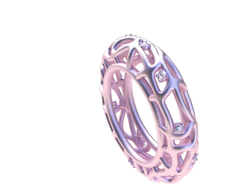 For Sale:  18 Karat Pink Gold Vermeil Women's GIA Diamond Seaweed Ring 4