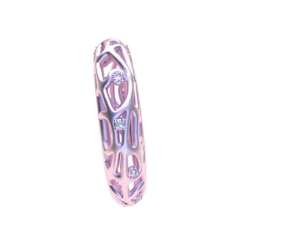 For Sale:  18 Karat Pink Gold Vermeil Women's GIA Diamond Seaweed Ring 5