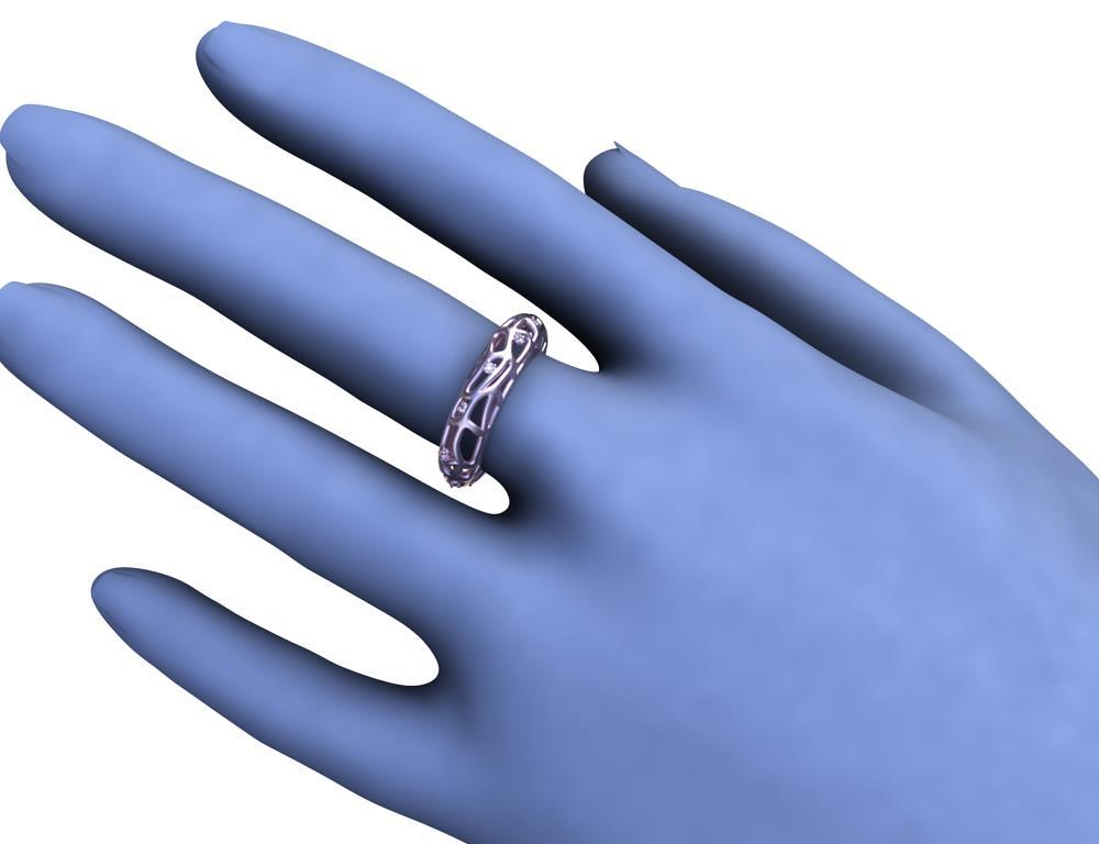 For Sale:  18 Karat Pink Gold Vermeil Women's GIA Diamond Seaweed Ring 6