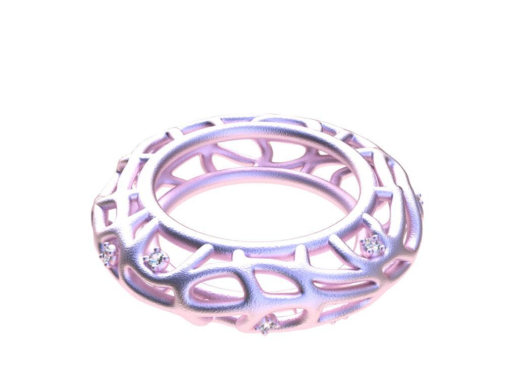 For Sale:  18 Karat Pink Gold Vermeil Women's GIA Diamond Seaweed Ring 7