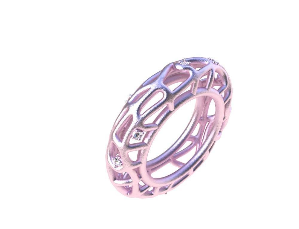 For Sale:  18 Karat Pink Gold Vermeil Women's GIA Diamond Seaweed Ring 8