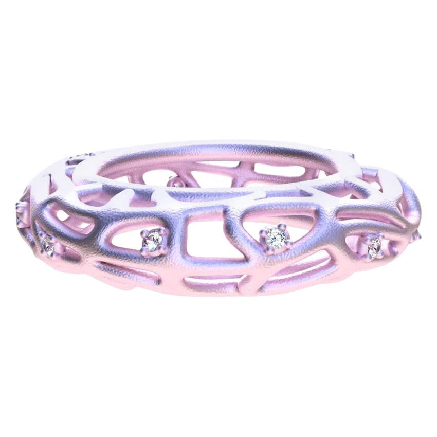 18 Karat Pink Gold Vermeil Women's GIA Diamond Seaweed Ring