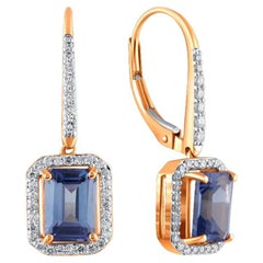 18 Karat Pink Gold with Tanzanite and Diamonds Earrings