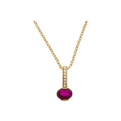 18 Karat Pink Tourmaline and Diamond Pendant Necklace 18 Karat Pink Tourmaline and Diamond Pendant Necklace