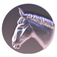 18 Karat Pink Vermeil GIA Diamond Horse Signet Ring