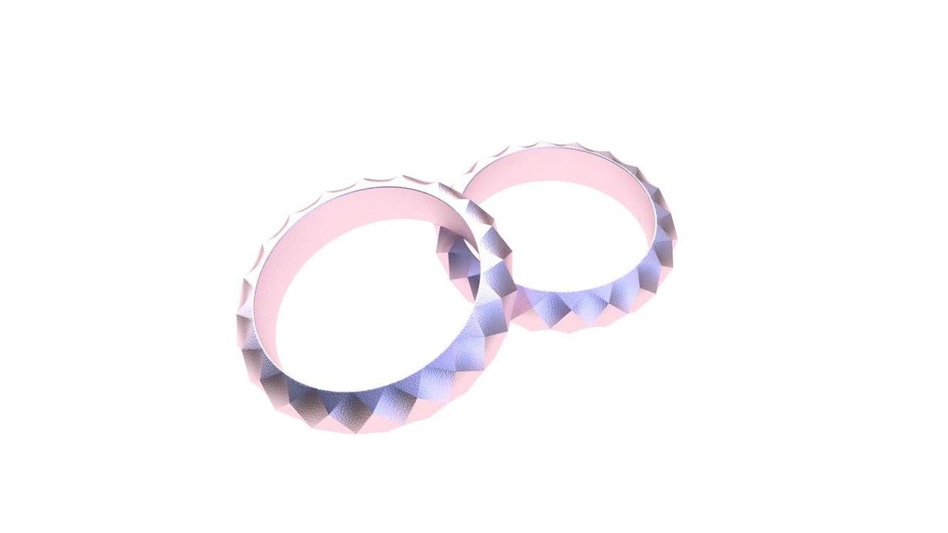 For Sale:  18 Karat Pink Wedding Ring Bridal Set 3