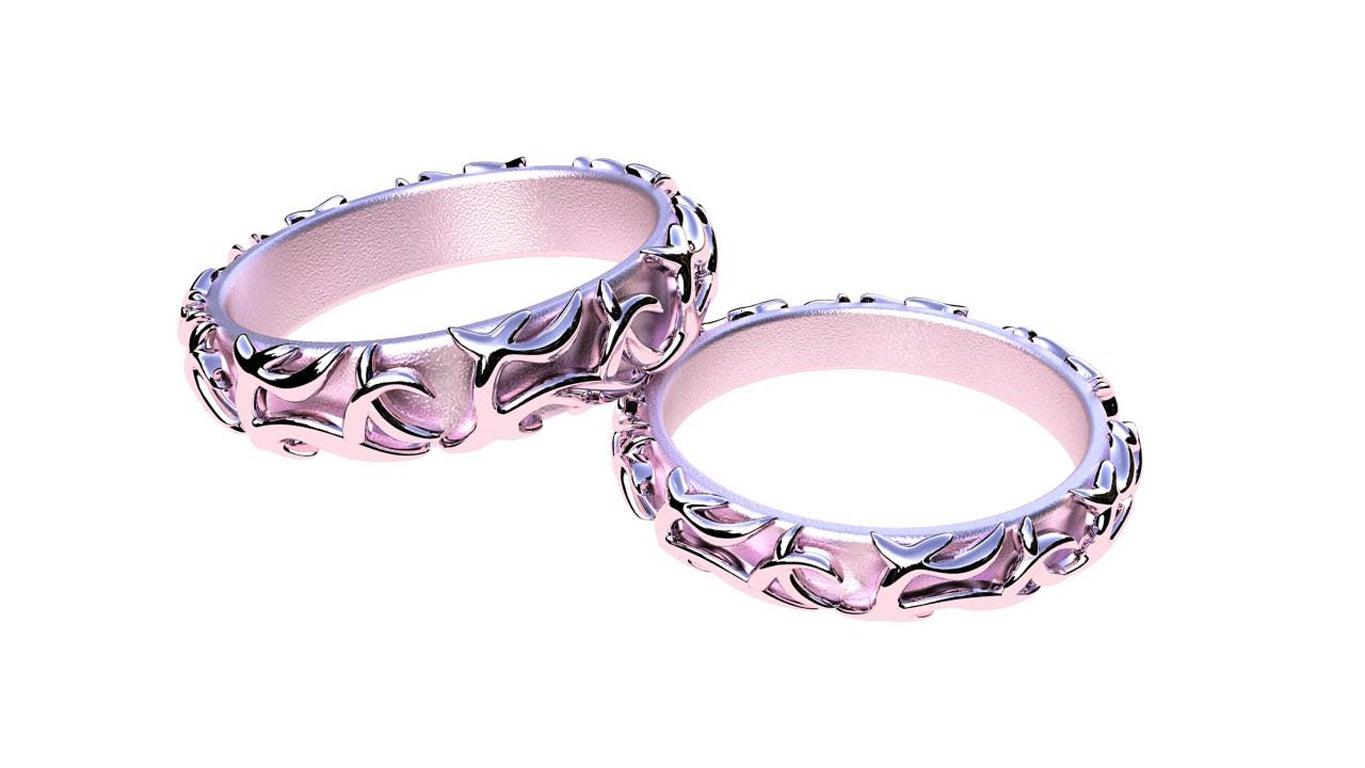 For Sale:  18 Karat Pink Wedding Ring Set 2
