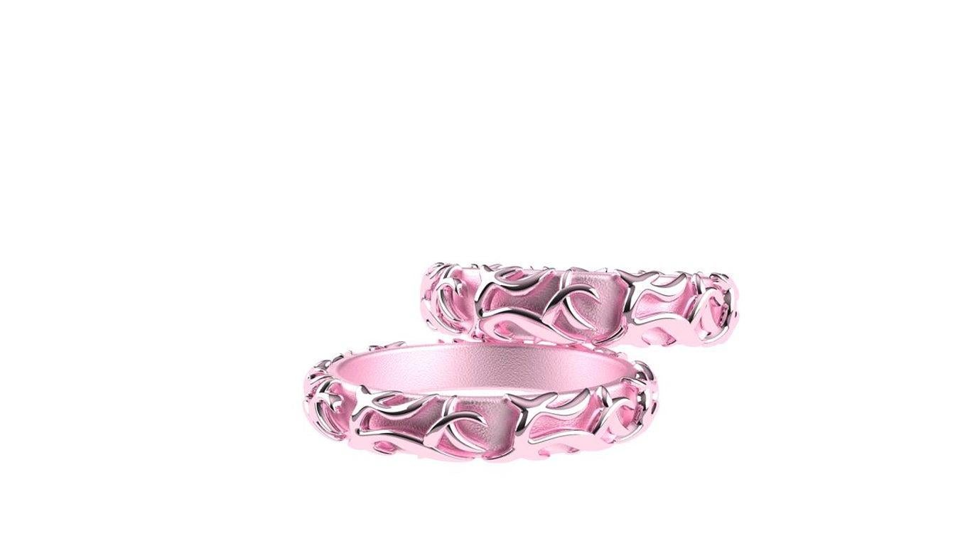 For Sale:  18 Karat Pink Wedding Ring Set 3