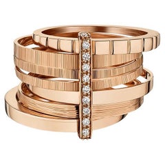 Anello in oro rosa 18 carati Plisse con diamanti Vs-Gh