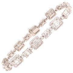 bracelet en or blanc 18 carats avec diamants princesse:: ronds et baguettes