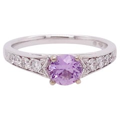 18 Karat Purple Pink Sapphire Diamond Ring