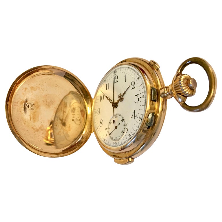 19th Century 18-Karat Gold Quarter Repeater Chronograph Pocket Watch at ...