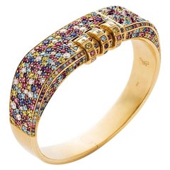 18 Karat Rainbow Confetti Pave Custom Code Bracelet