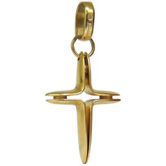 18 Karat Rare Designer "Baraka" Split Cross Pendant