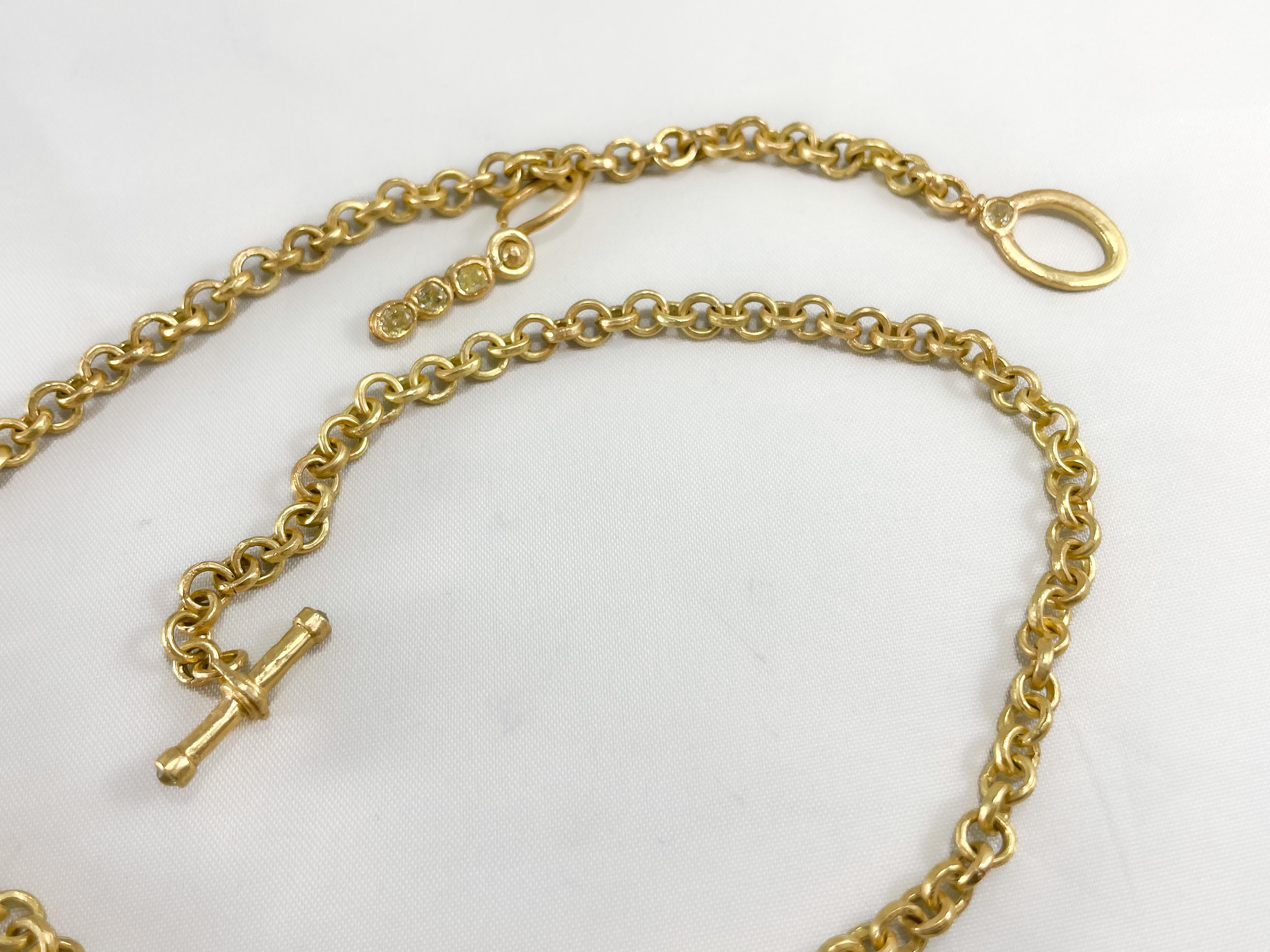 Collier à maillons en or recyclé 18 carats, chaîne de 18 pouces, avec diamants Vivid Yellow Toggle en vente 5