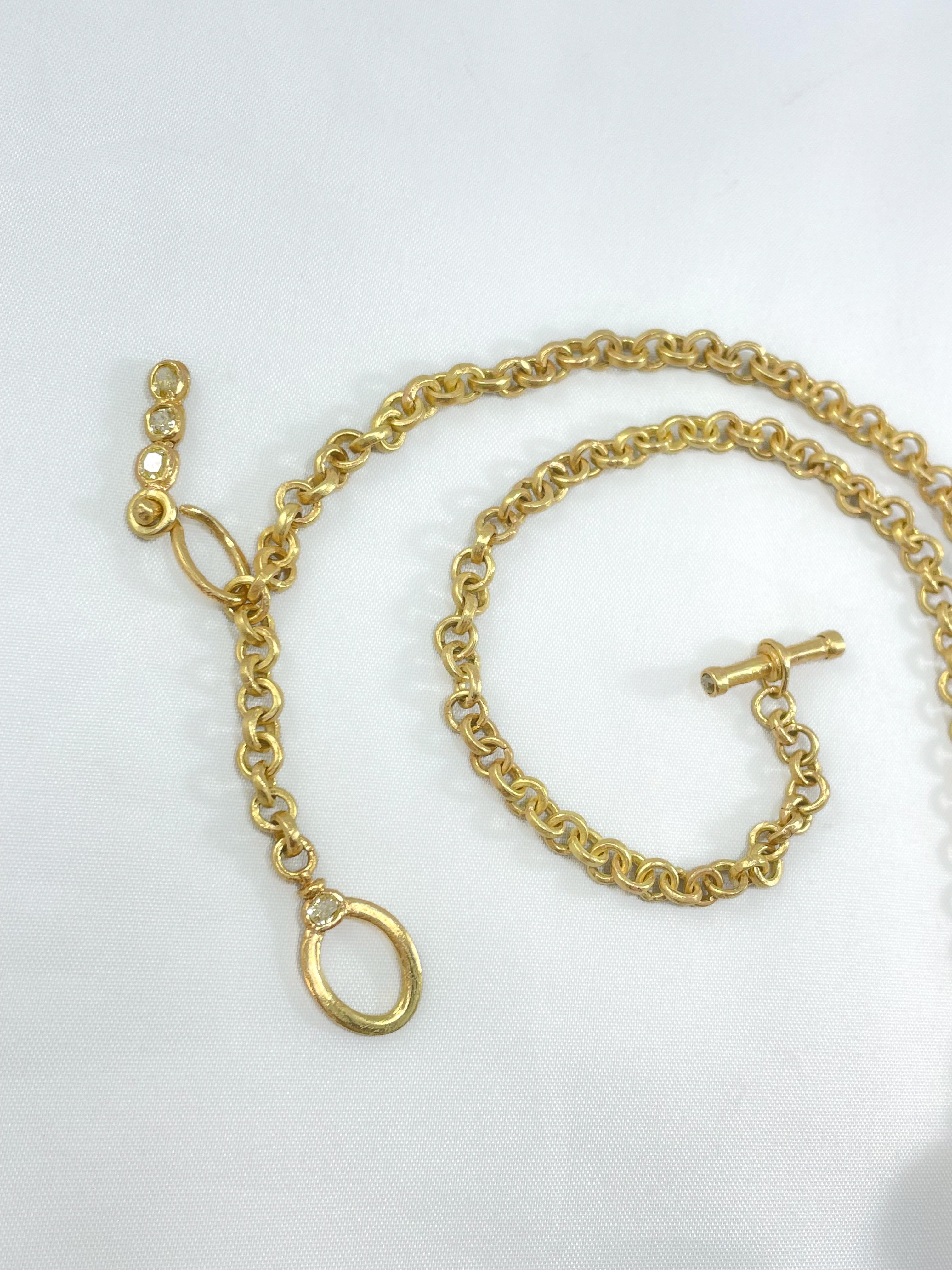 Collier à maillons en or recyclé 18 carats, chaîne de 18 pouces, avec diamants Vivid Yellow Toggle en vente 8