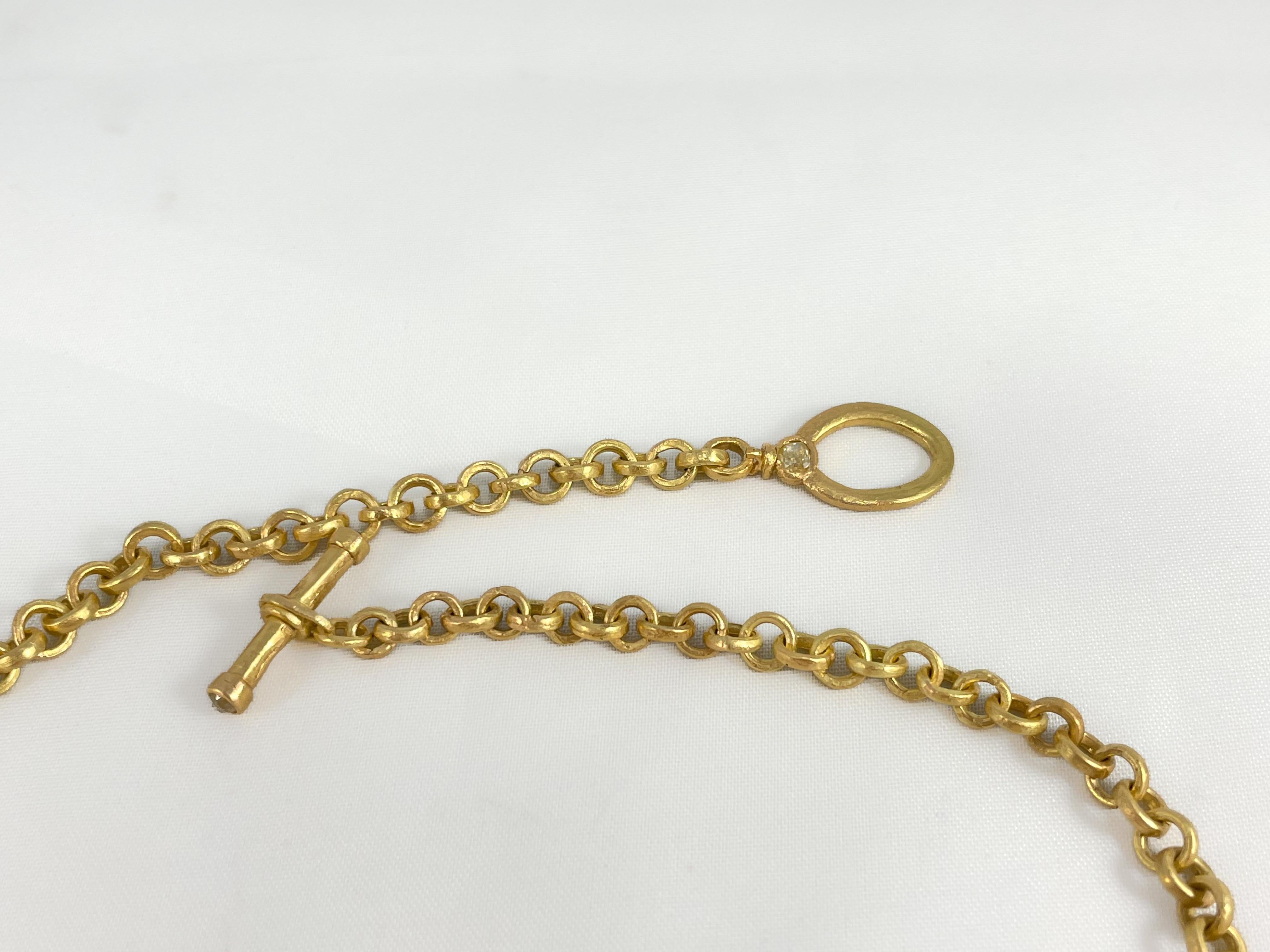 Collier à maillons en or recyclé 18 carats, chaîne de 18 pouces, avec diamants Vivid Yellow Toggle en vente 1