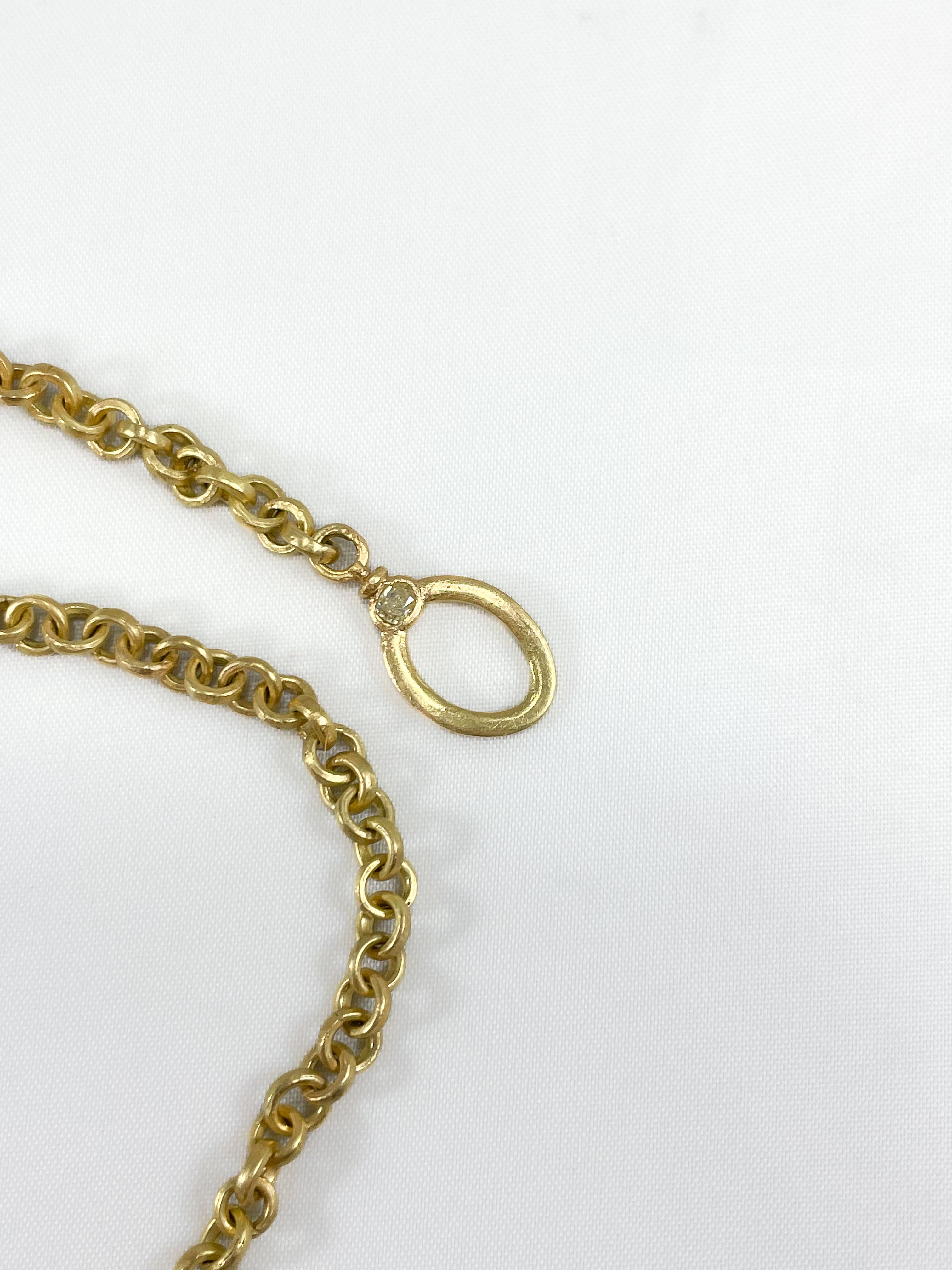 Collier à maillons en or recyclé 18 carats, chaîne de 18 pouces, avec diamants Vivid Yellow Toggle en vente 3