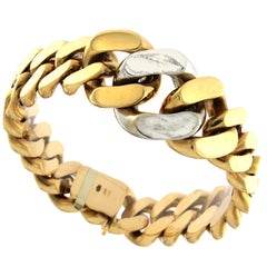 Bracelet massif à chaîne en or rouge et blanc 18 carats