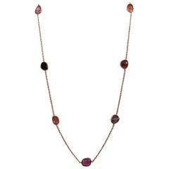 18 Karat Red Gold Chain Set with Rosecut Pink Tourmaline by Marion Jeantet