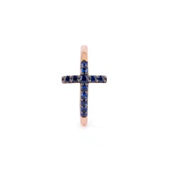 18 Karat Rotgold Kreuz-Ring Feauture mit blauen Saphiren
