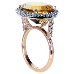 18 Karat Red Gold Imperial Topaz Diamonds Designer Cocktail Ring