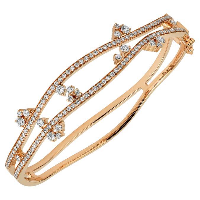 18 Karat Reverie Pink Gold Bracelet/Bangle with Vs Gh Diamonds For Sale