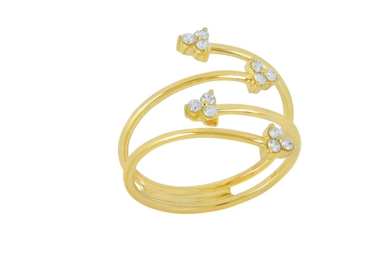 Contemporary 18 Karat Reverie Yellow Gold Ring with Vs Gh Diamonds For Sale