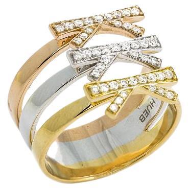 18 Karat Romance Mix Color Ring with Vs Gh Diamonds For Sale