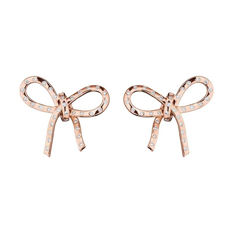 Contemporary 18 Karat Romance Pink Gold Earring With Vs-Gh Diamonds For Sale