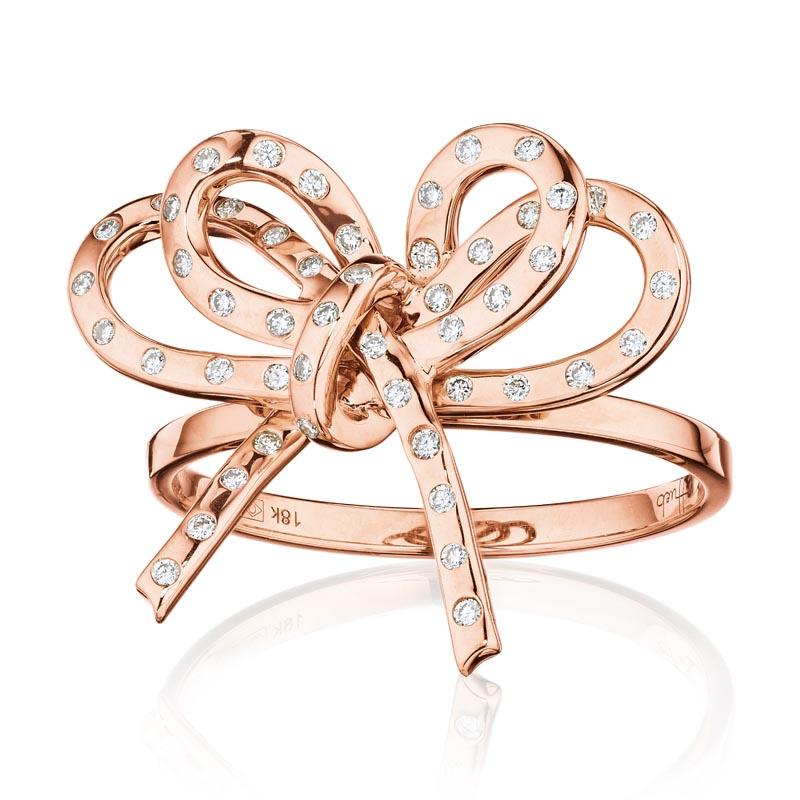 For Sale:  18 Karat Romance Pink Gold Ring with Vs-Gh Diamonds 5
