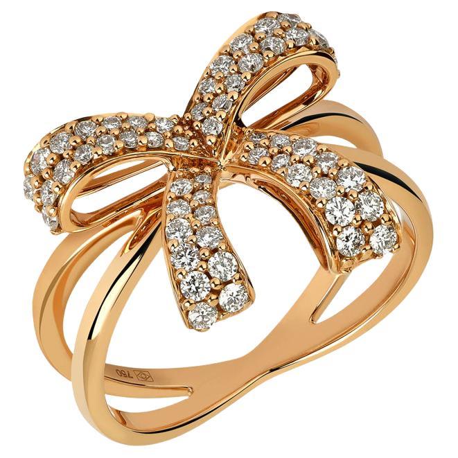 18 Karat Romance Pink Gold Ring with Vs Gh Diamonds For Sale