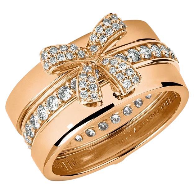 For Sale:  18 Karat Romance Pink Gold Ring with Vs-Gh Diamonds