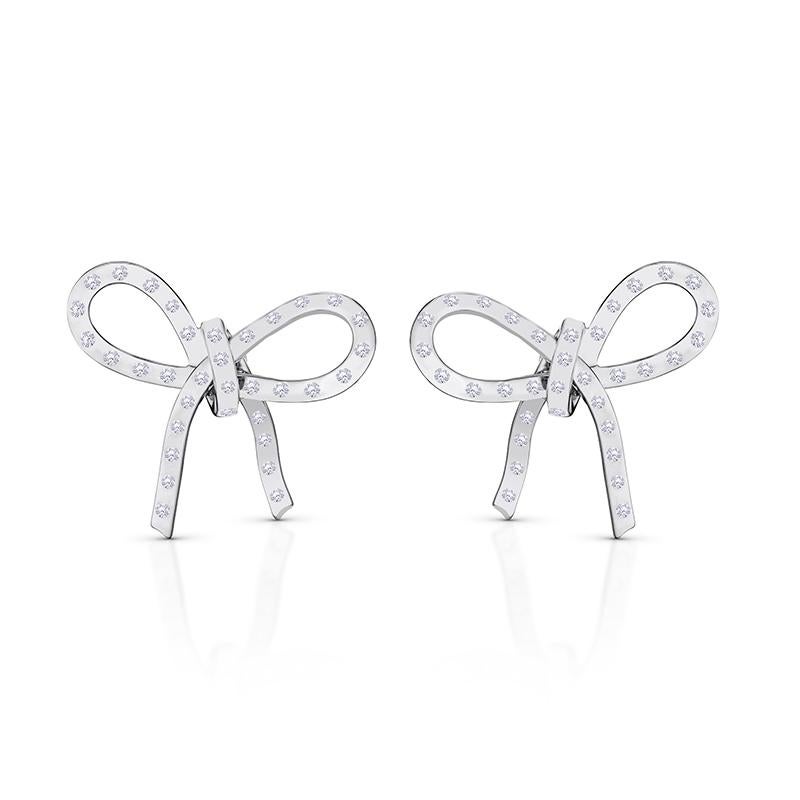 Contemporary 18 Karat Romance White Gold Earring With Vs-Gh Diamonds For Sale