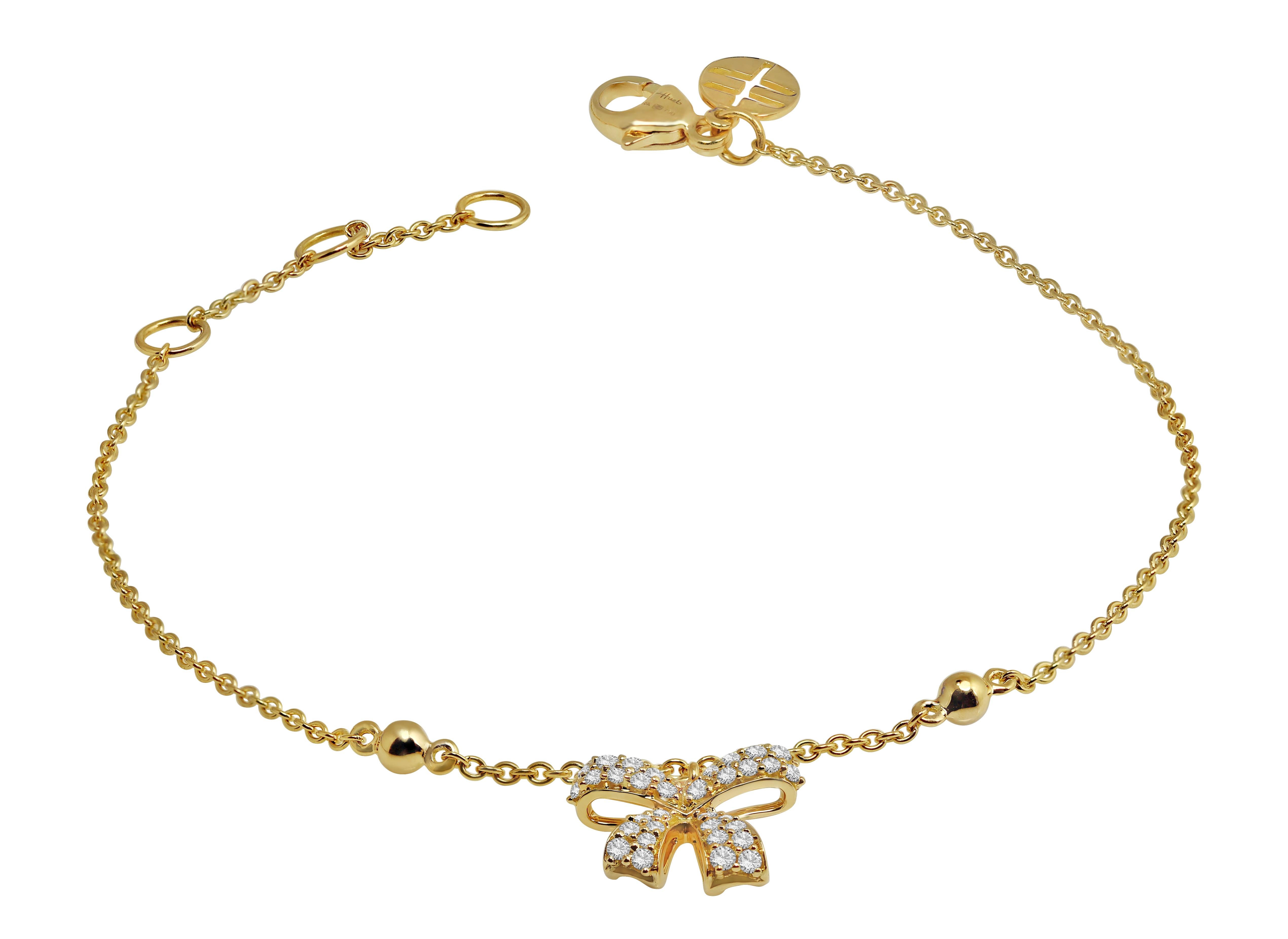 Contemporary 18 Karat Romance Yellow Gold Bracelet/Bangle with Vs Gh Diamonds For Sale