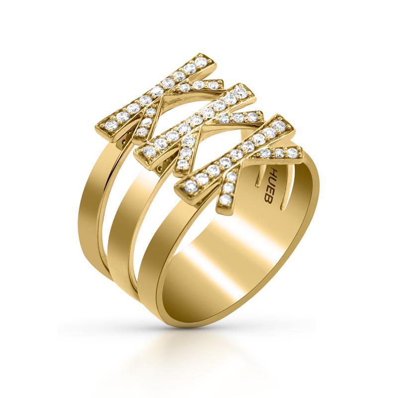 For Sale:  18 Karat Romance Yellow Gold Ring with Vs-Gh Diamonds 3