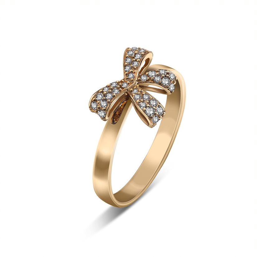 18 Karat Romance Yellow Gold Ring with Vs Gh Diamonds In New Condition For Sale In New York, NY