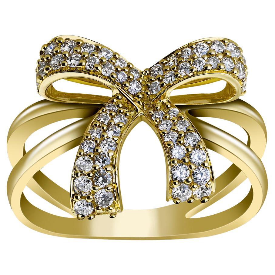 18 Karat Romance Yellow Gold Ring with Vs Gh Diamonds