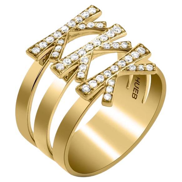 For Sale:  18 Karat Romance Yellow Gold Ring with Vs-Gh Diamonds